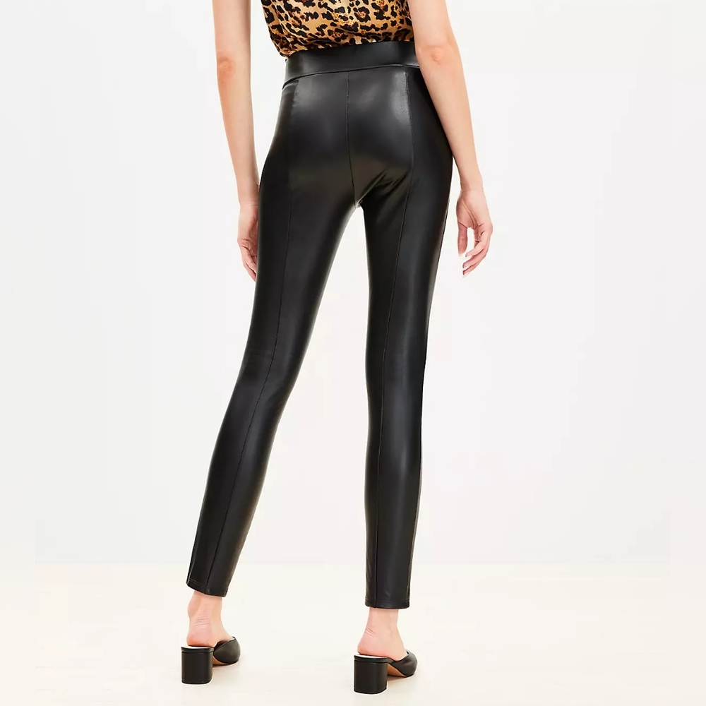 M NWT LOFT by Ann Taylor Black Faux Leather Pull On Leggings